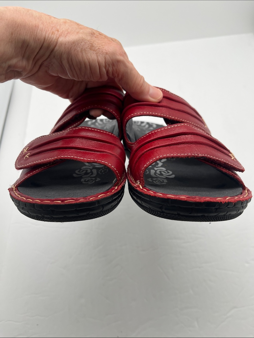 Propet June Slide Sandals Straps Velcro Women 7.5 Red Support Comfort Casual - Picture 6 of 11